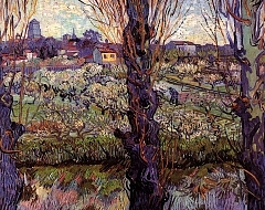 Orchard in Blossom with View of Arles