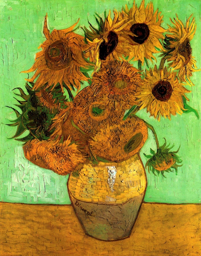 Still Life Vase with Twelve Sunflowers 2