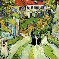 Village Street and Steps in Auvers with Figures