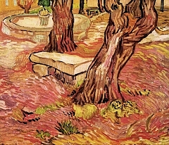在圣保罗医院的花园的石凳